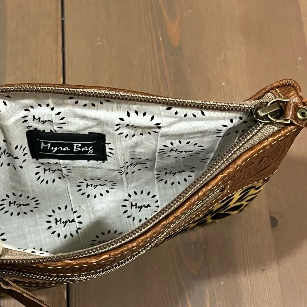 NEW Myra Bag Wristlet Pouch Urban Hair On Tooled Leather Western Animal Print